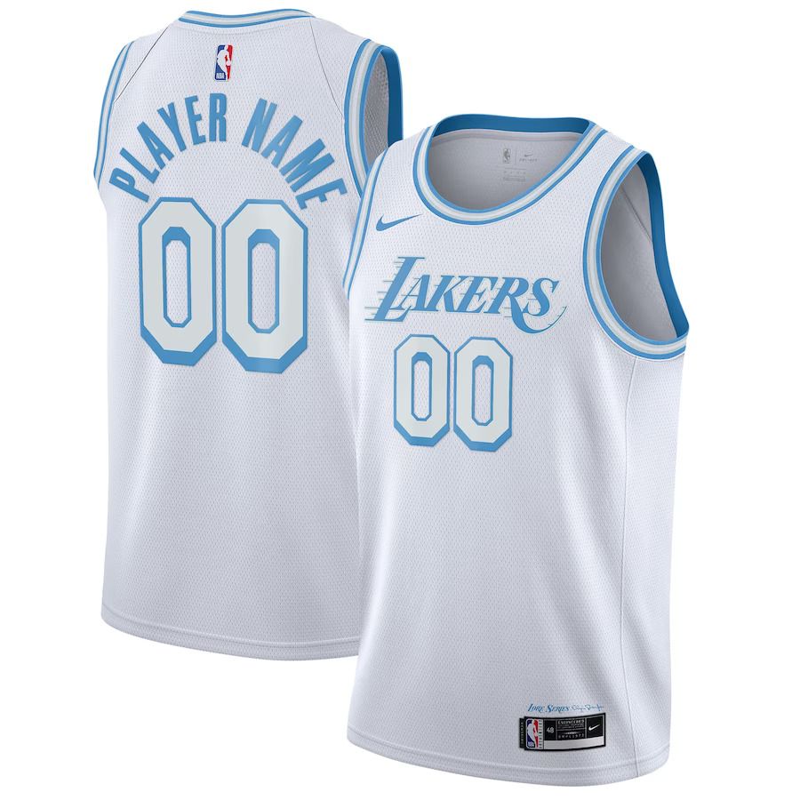 Men Los Angeles Lakers Nike White City Edition Swingman Custom NBA Jersey
